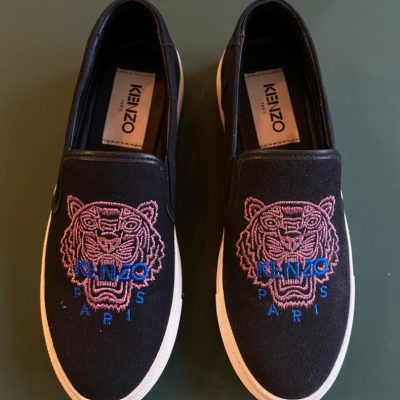 Kenzo Black Tiger Head K-Skate Mule Slip-On Sneakers