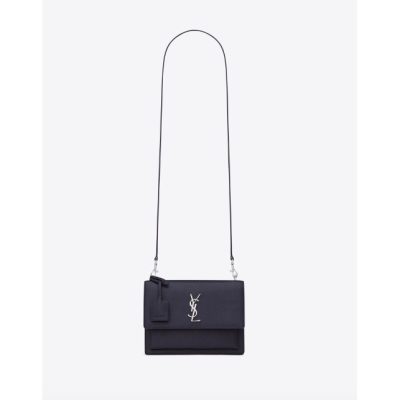 YSL Grained Calfskin Medium Monogram Sunset Navy Blue