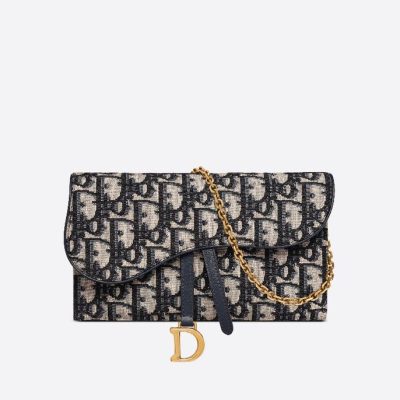 DIOR Classic Dior Oblique Jacquard Wallet on Chain