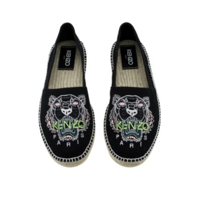 KENZO Slit Tiger Canvas Espadrilles-BLACK