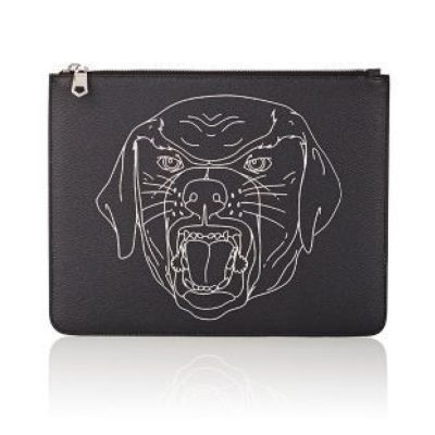 GIVENCHY Stenciled-Rottweiler Large Zip Pouch