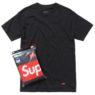 SUPREME HANES TAGLESS TEES BLACK (1 Piece)