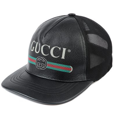 GUCCI Logo Print Mesh Back Cap (Black)