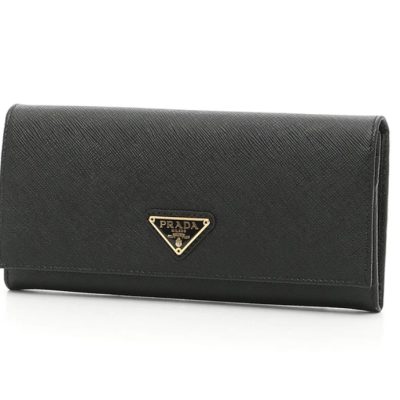 Prada Silver Logo Plaque Fold Continental Wallet
