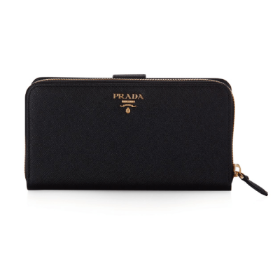 Prada Saffiano Metal Oro Zip Around Wallet