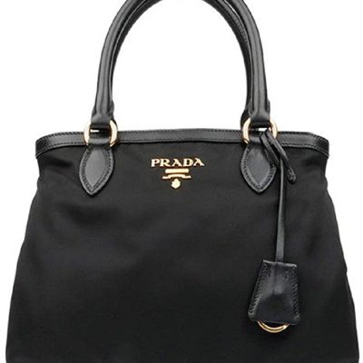 Prada Tessuto Nylon Black Saffiano Medium Handbag 1BA173