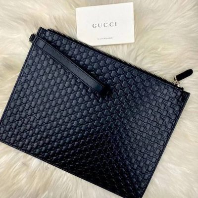 Gucci Embissed Clutch Bag Black