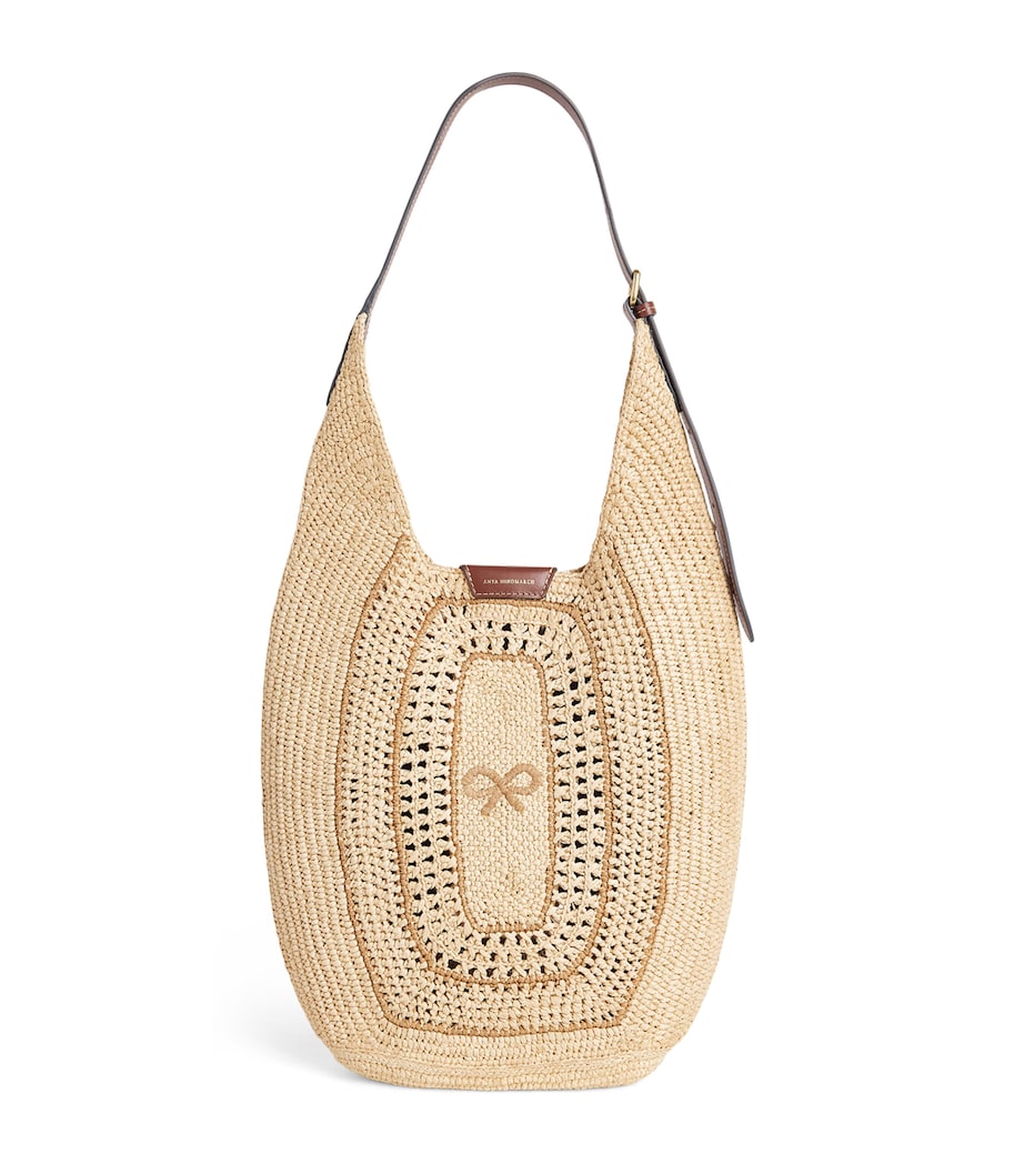 Anya Hindmarch Raffia Leather-Trim Bow Shoulder Bag - Image 1