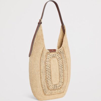 Anya Hindmarch Raffia Leather-Trim Bow Shoulder Bag - Image 3