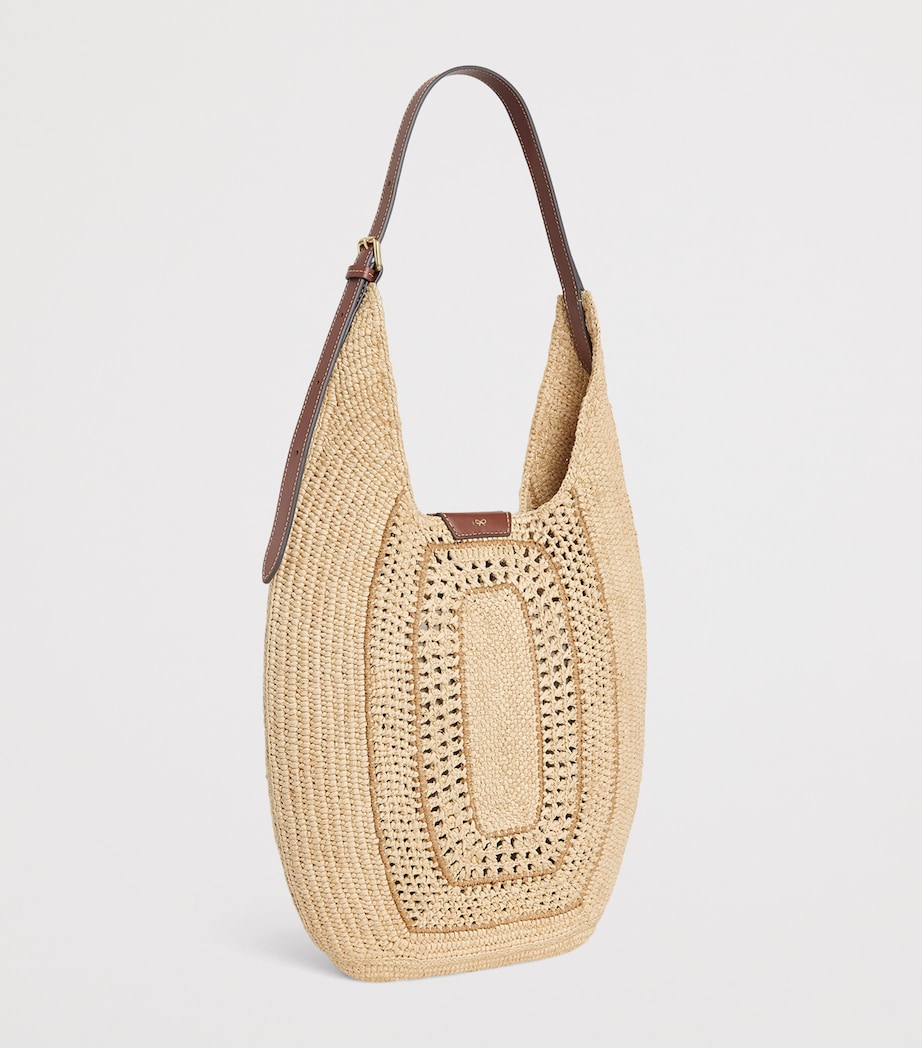 Anya Hindmarch Raffia Leather-Trim Bow Shoulder Bag - Image 3