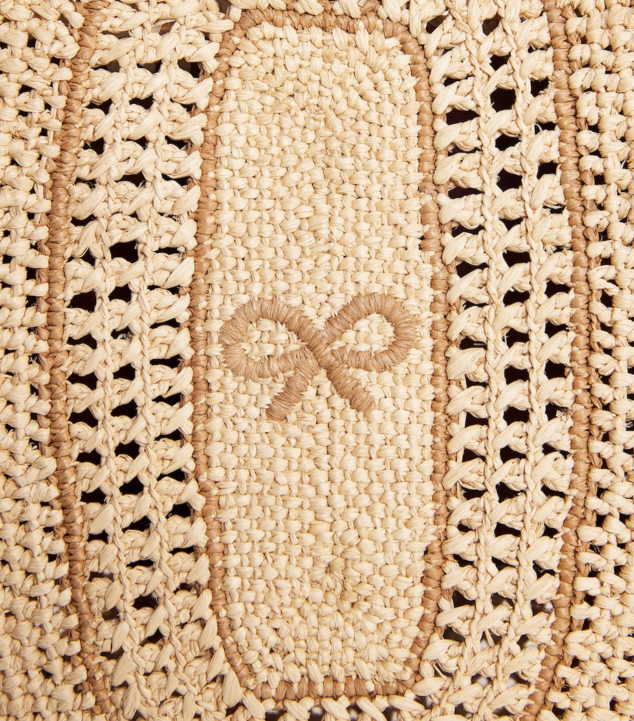 Anya Hindmarch Raffia Leather-Trim Bow Shoulder Bag - Image 5
