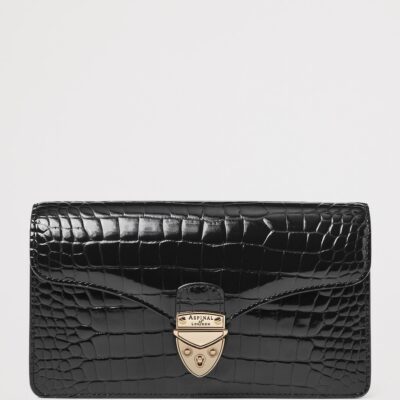 Aspinal Of London Croc-Embossed Leather Mayfair 2 Clutch Bag - Image 2