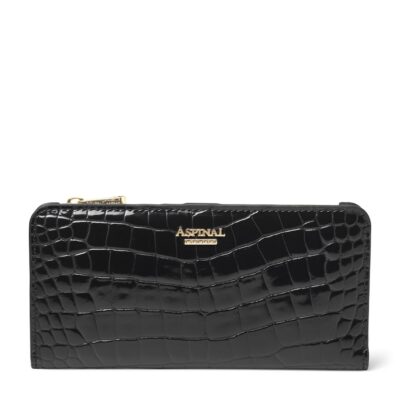 Aspinal Of London Large Leather Croc-Embossed Mayfair Purse - Image 1