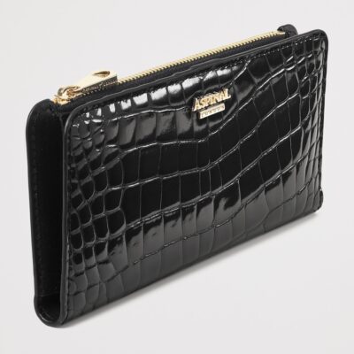 Aspinal Of London Large Leather Croc-Embossed Mayfair Purse - Image 2