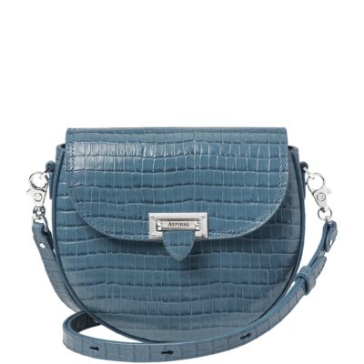 Aspinal Of London Leather Croc-Embossed Portobello Cross-Body Bag - Image 1