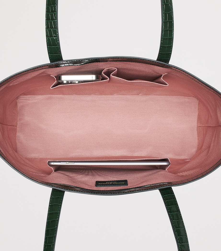 Aspinal Of London Leather Croc-Embossed Regent Tote Bag - Image 3