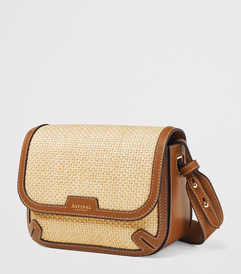 Aspinal Of London Leather Raffia-Front Ella Cross-Body Bag - Image 2