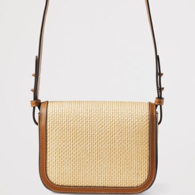 Aspinal Of London Leather Raffia-Front Ella Cross-Body Bag - Image 3