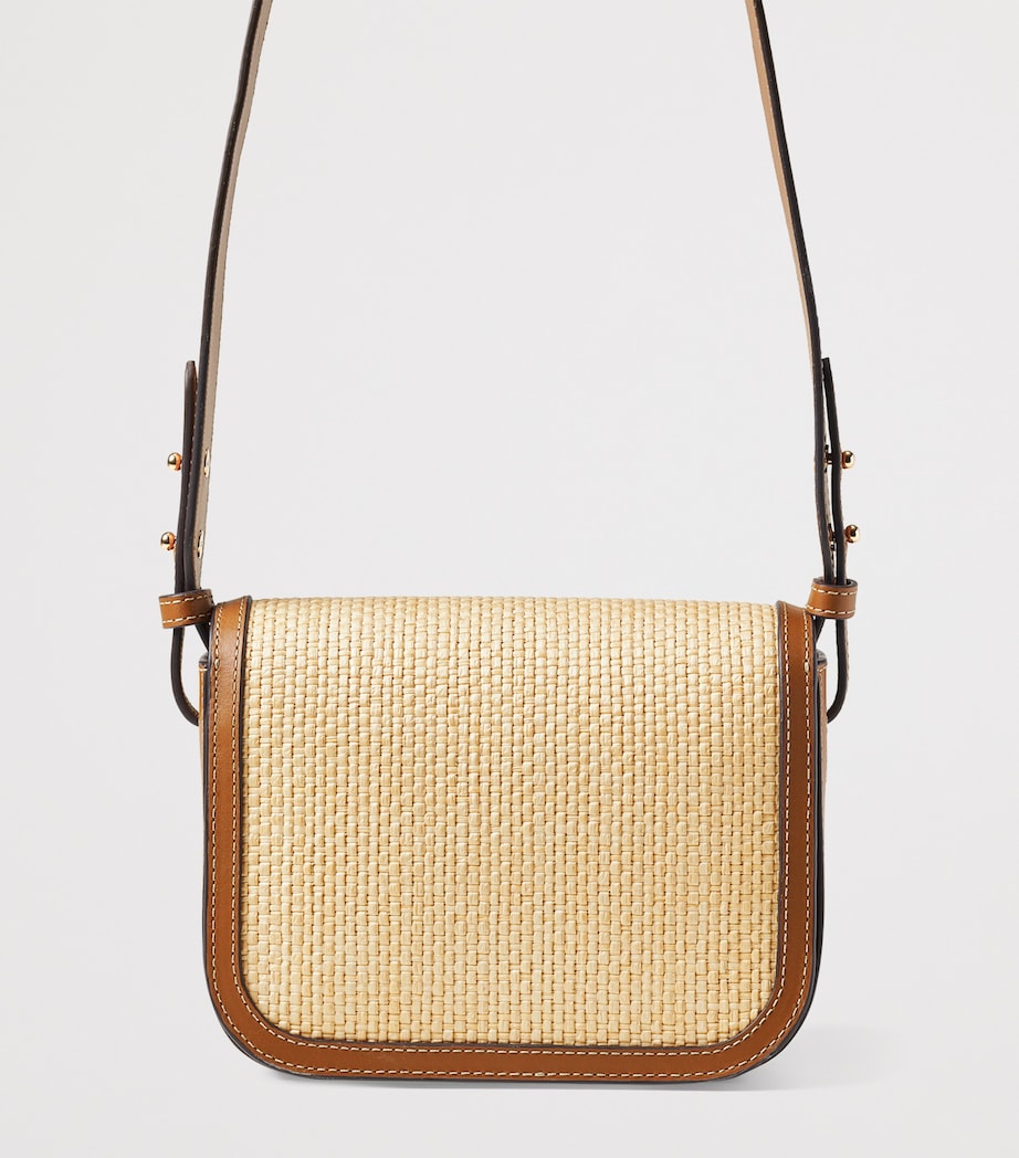 Aspinal Of London Leather Raffia-Front Ella Cross-Body Bag - Image 3