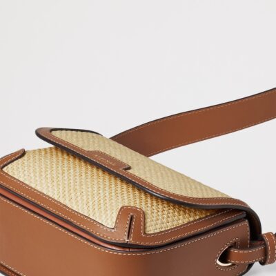 Aspinal Of London Leather Raffia-Front Ella Cross-Body Bag - Image 5
