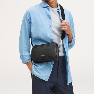Aspinal Of London Leather Reporter East West Messenger Bag - Image 2