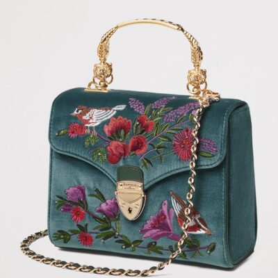 Aspinal Of London Midi Velvet Floral Embroidered Mayfair Bag - Image 2