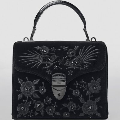 Aspinal Of London Midi Velvet Embroidered Mayfair Top-Handle Bag - Image 2