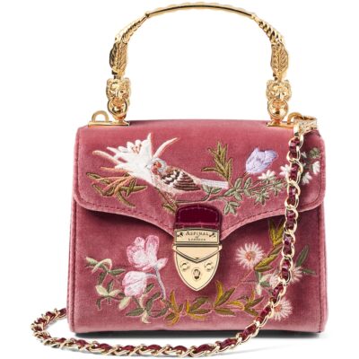 Aspinal Of London Mini Velvet Embroidered Mayfair Top-Handle Bag - Image 1