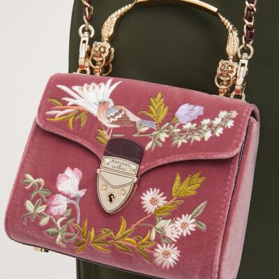 Aspinal Of London Mini Velvet Embroidered Mayfair Top-Handle Bag - Image 2