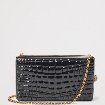 Aspinal Of London Patent Leather Croc-Embossed Paloma Box Clutch Bag - Image 2