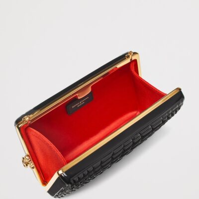 Aspinal Of London Patent Leather Croc-Embossed Paloma Box Clutch Bag - Image 4