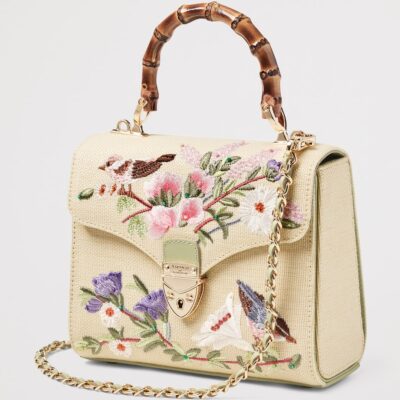 Aspinal Of London Raffia Floral Embroidery Mayfair Bag - Image 2