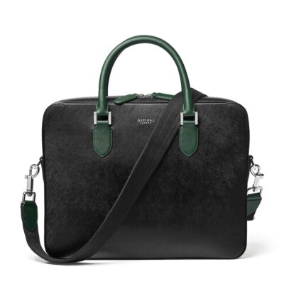 Aspinal Of London Slim Leather Shield Briefcase - Image 1