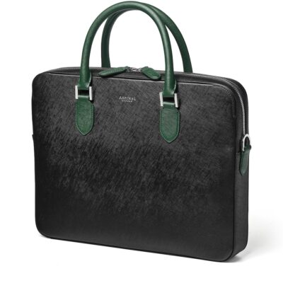 Aspinal Of London Slim Leather Shield Briefcase - Image 3