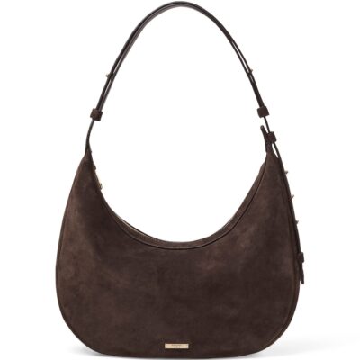 Aspinal Of London Suede Hudson Crescent Cross-Body Bag - Image 1