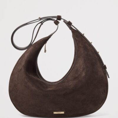 Aspinal Of London Suede Hudson Crescent Cross-Body Bag - Image 2
