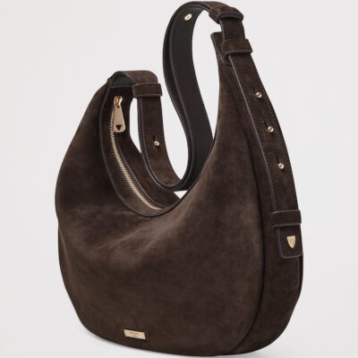 Aspinal Of London Suede Hudson Crescent Cross-Body Bag - Image 3