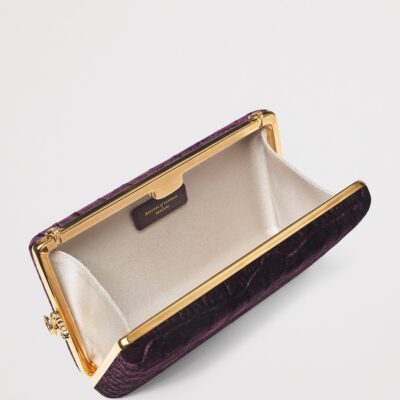 Aspinal Of London Velvet Croc-Embossed Paloma Box Clutch Bag - Image 4