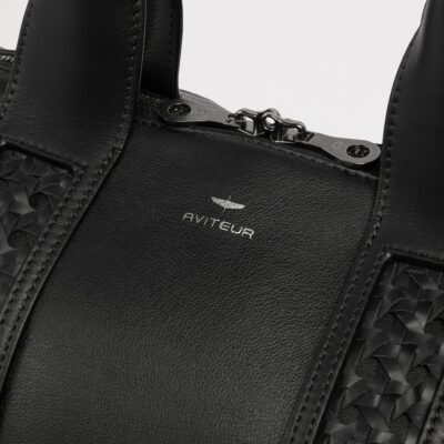 Aviteur Leather Woven-Detail Holdall - Image 5