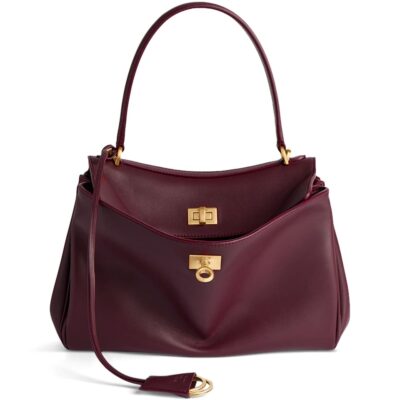 Balenciaga Large Leather Hourglass Top-Handle Bag - Image 3