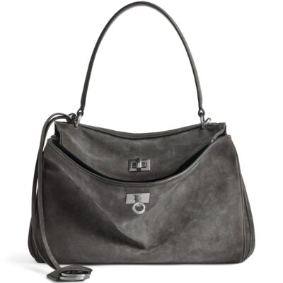 Balenciaga Large Leather Hourglass Top-Handle Bag - Image 4