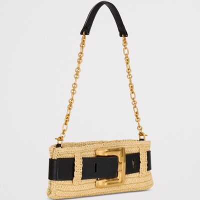 Balmain Faux Raffia Anthem Clutch Bag - Image 3