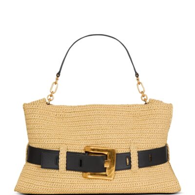 Balmain Medium Faux-Raffia Anthem Shoulder Bag - Image 1