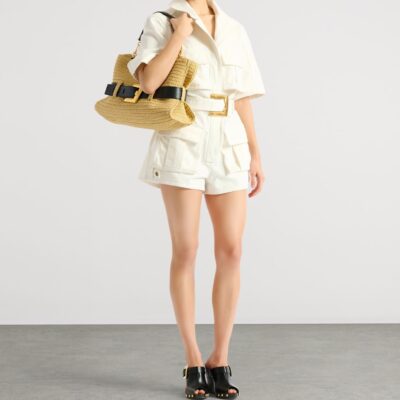 Balmain Medium Faux-Raffia Anthem Shoulder Bag - Image 2