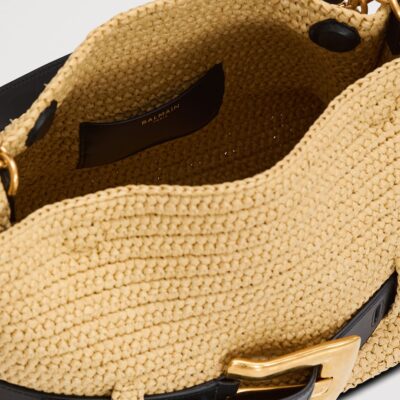 Balmain Medium Faux-Raffia Anthem Shoulder Bag - Image 4