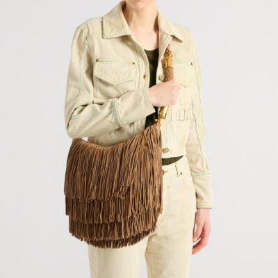 Balmain Suede Fringe Ébène Shoulder Bag - Image 2