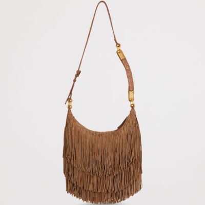 Balmain Suede Fringe Ébène Shoulder Bag - Image 3