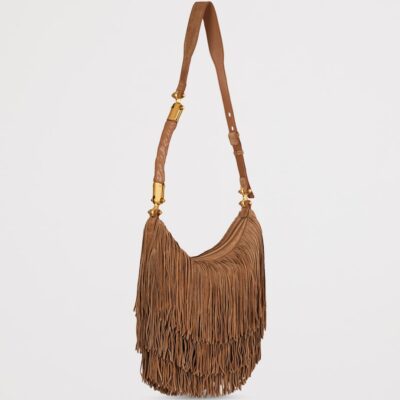 Balmain Suede Fringe Ébène Shoulder Bag - Image 4