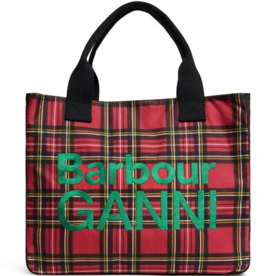 Barbour x GANNI Waxed Tartan Tote Bag - Image 1