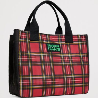 Barbour x GANNI Waxed Tartan Tote Bag - Image 3